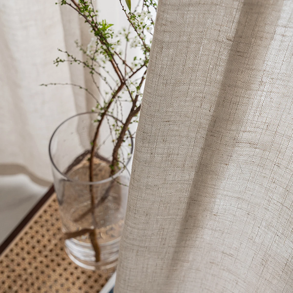 1/2pcs Linen Gauze Curtains,Japanese Hemp Material,Log Wind,Balcony Bay window,Living Room,Bedroom Gauze Curtains（Customizable ） 6