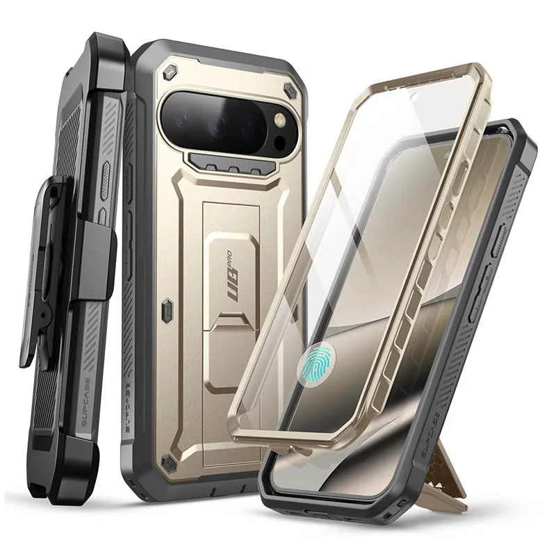 SUPCASE Rugged Full-Body Phone Case with Built-in Screen Protector, Belt-Clip, and Stand