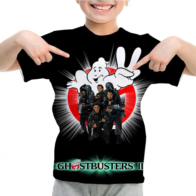 Cartoon Anime T-Shirt Ghostbusters Print Children's T-Shirts Summer Short Sleeve Boys Girls Tops Clothes Kids T Shirt 4-14 Years 3