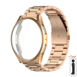Stainless Steel Bracelet with Metal Strap and TPU Cover for Galaxy 5 4 44mm (Rose Gold - Tool)