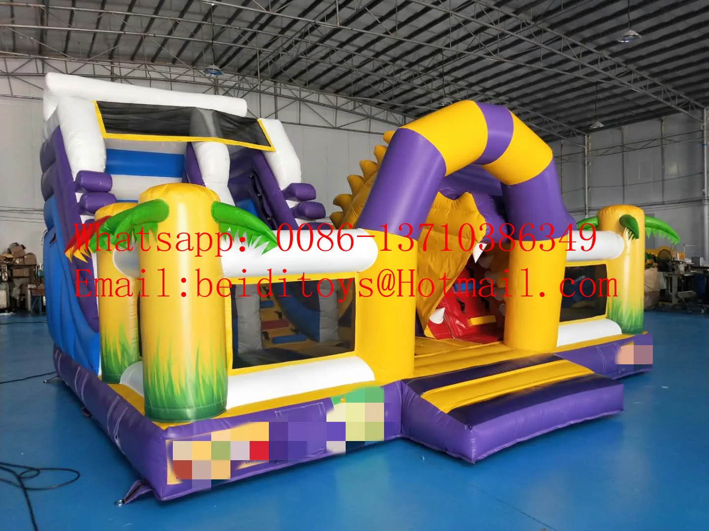 

Hot selling large children's animal park bouncy castle slide trampoline