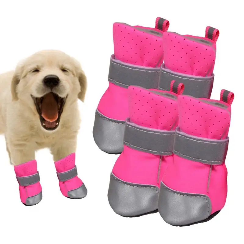 

Pet Dog Shoes 4PCS Adjustable Waterproof Winter Pet Dog Shoes Lightweight Anti Slip Puppy Dog Boots Paw Protectors For Winter
