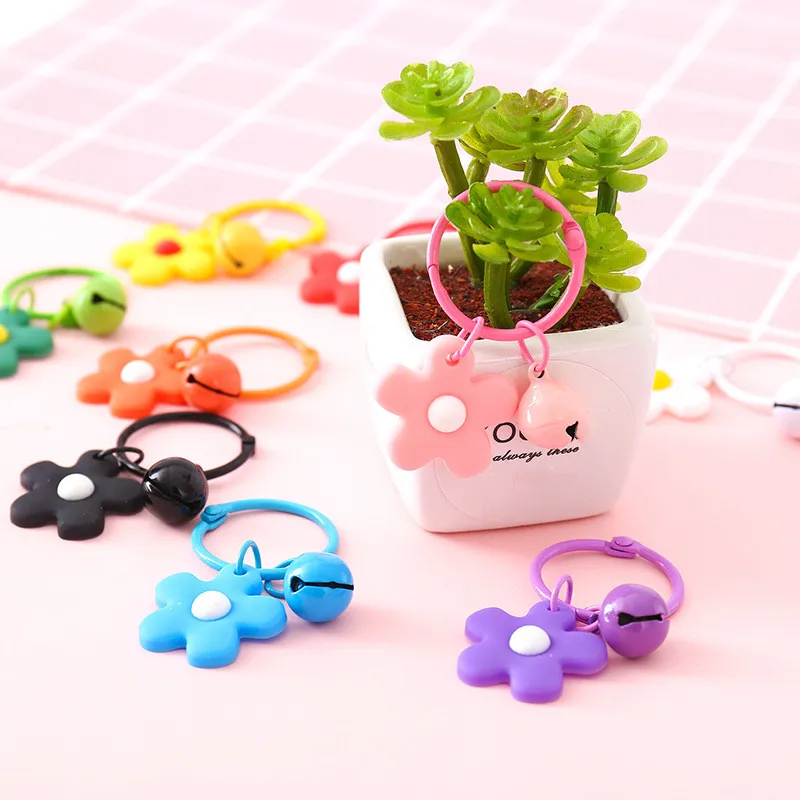 10pcs Open Ring Buckle Keychain Key Ring With Flower Bells Pendant For Diy Jewelry Making Key Chain Bag Pendant Accessories
