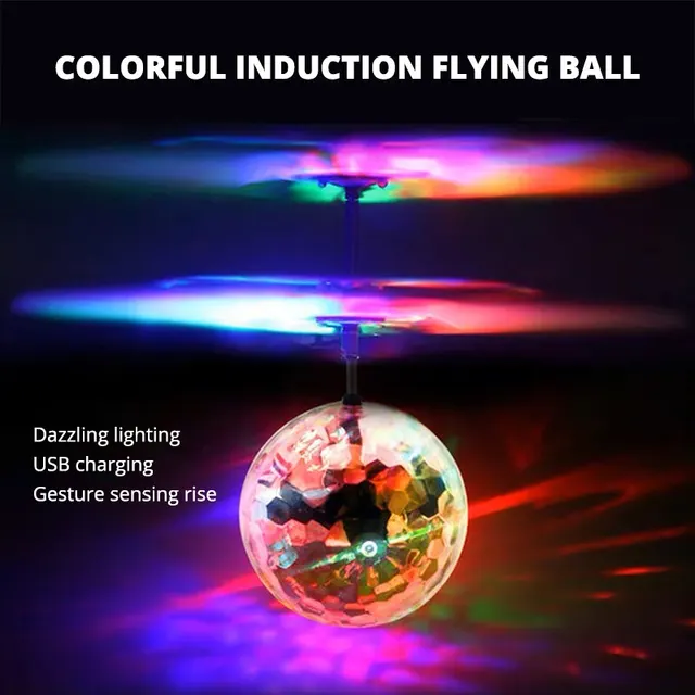 Led Light Suspension Crystal Ball Infrared Induction RC Gesture Control Colorful Glowing Toys Unique Gift for Kids 3
