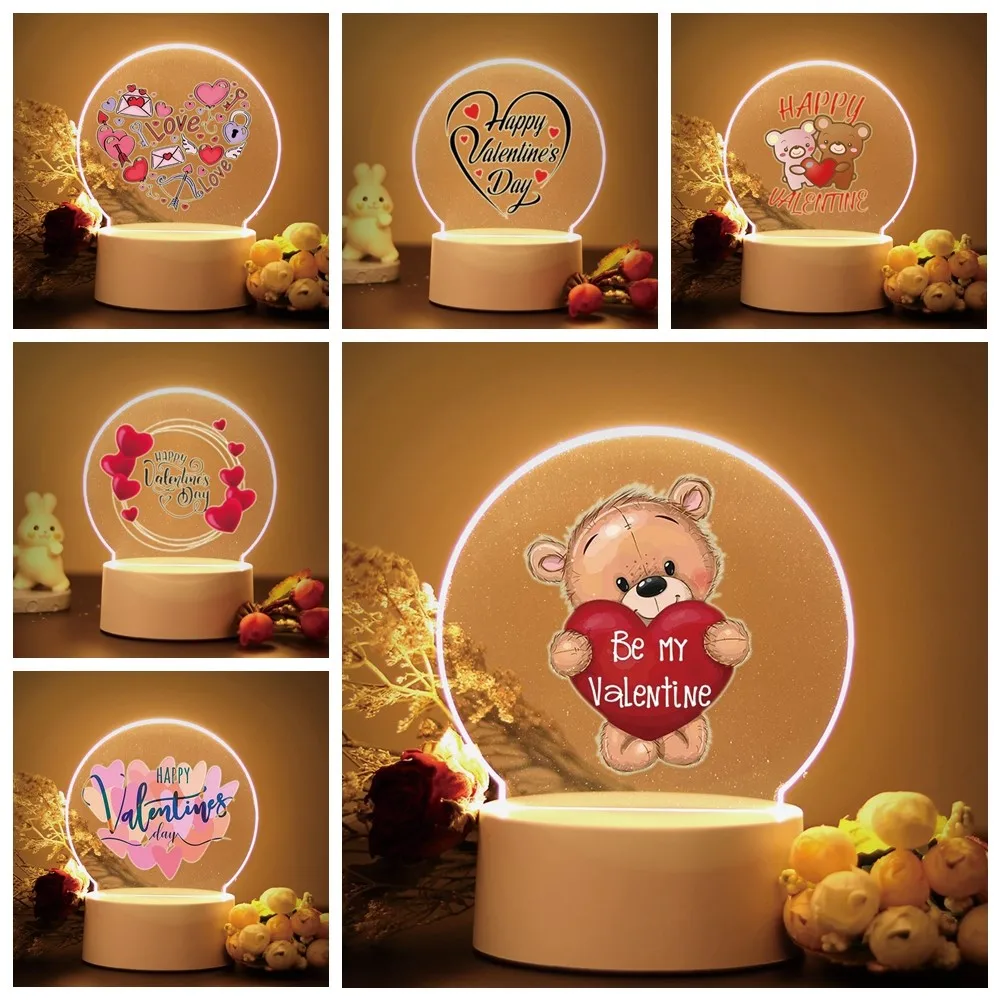 

3D Touch LED Valentine Bear Frase Night Light for Bedroom Decor the Girlfriend Lovers wreath text Lamp Gift