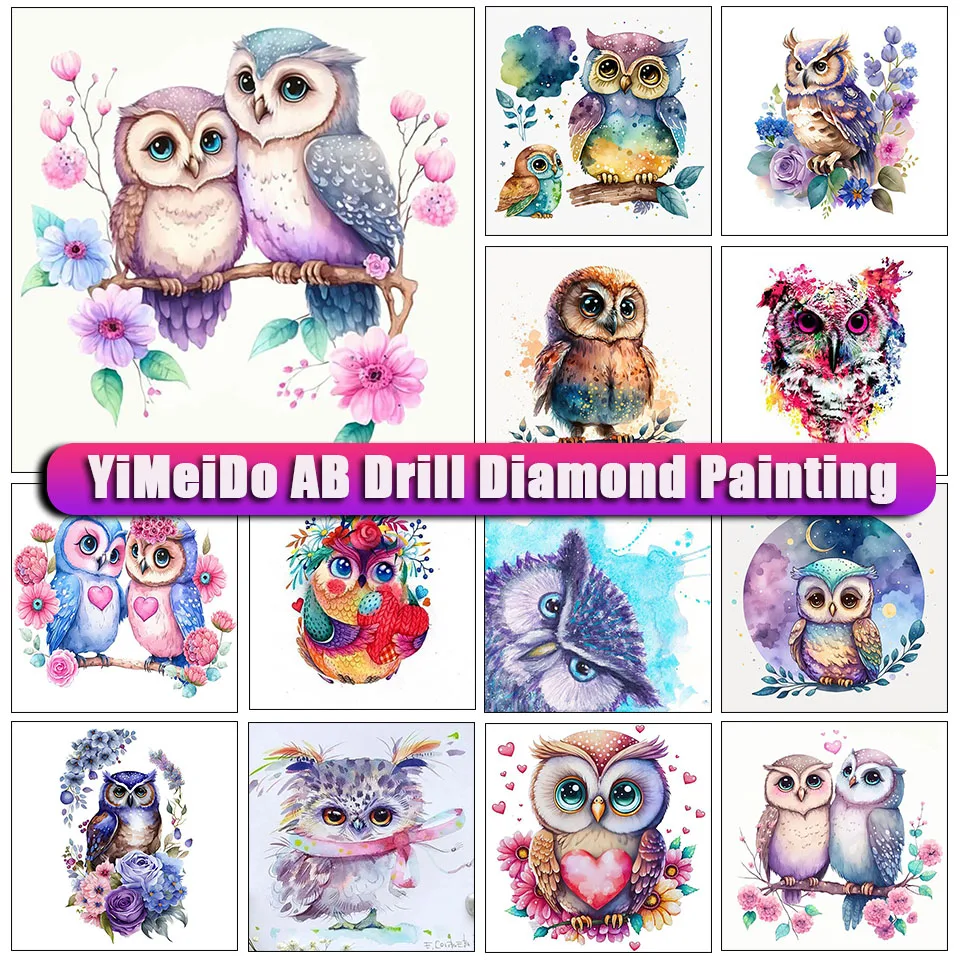 

YIMEIDO Zipper Bag AB Diamond Painting Owl Animal Art New Arrival 2023 Diy Full Diamond Embroidery Cartoon 5d Mosaic Picture Kit
