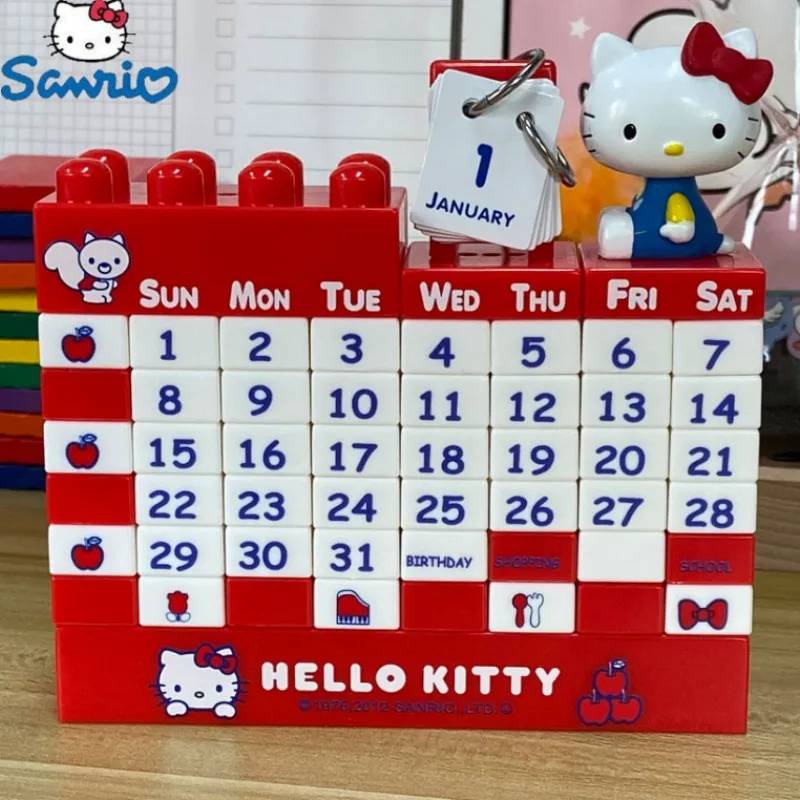 

Sanrio аниме Хелло Китти творческий строительный календарь милый мультфильм Ktm кукла Diy стол календарь головоломка подарок игрушка