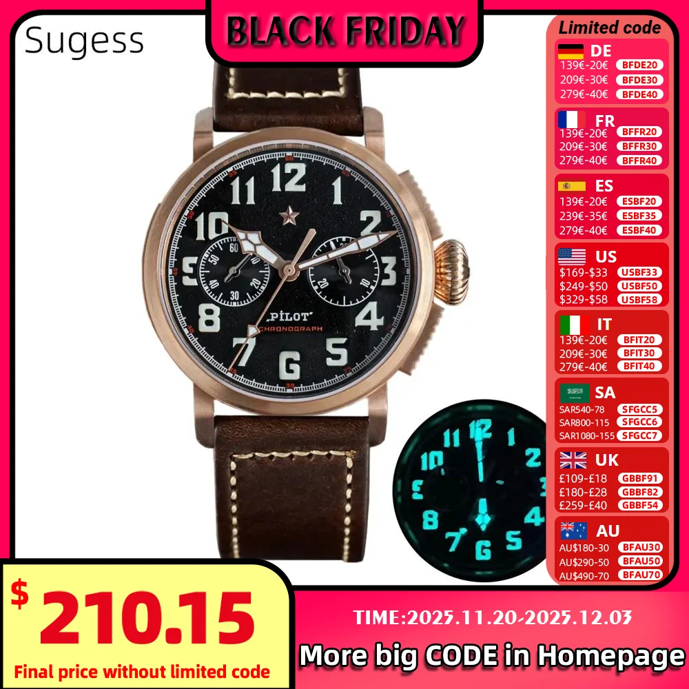 42mm Bronze Mens Watch Mechanical Hand Wind Wristwatch Original