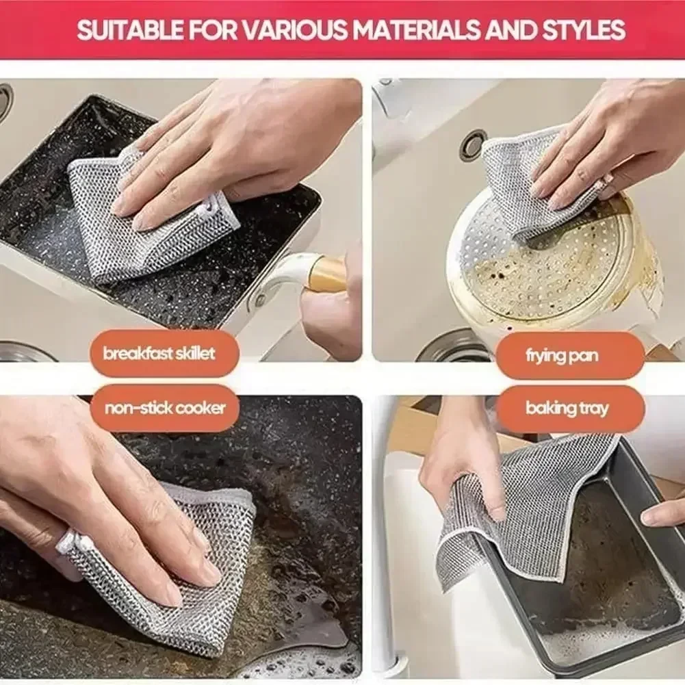 Dish Cleaning Cloth Magic Cleaning Cloth Kitchen Dishwashing Towel Metal Steel Wire Cleaning Rag for Dish Pot Tools dish cleaning cloth,kitchen cleaning tool