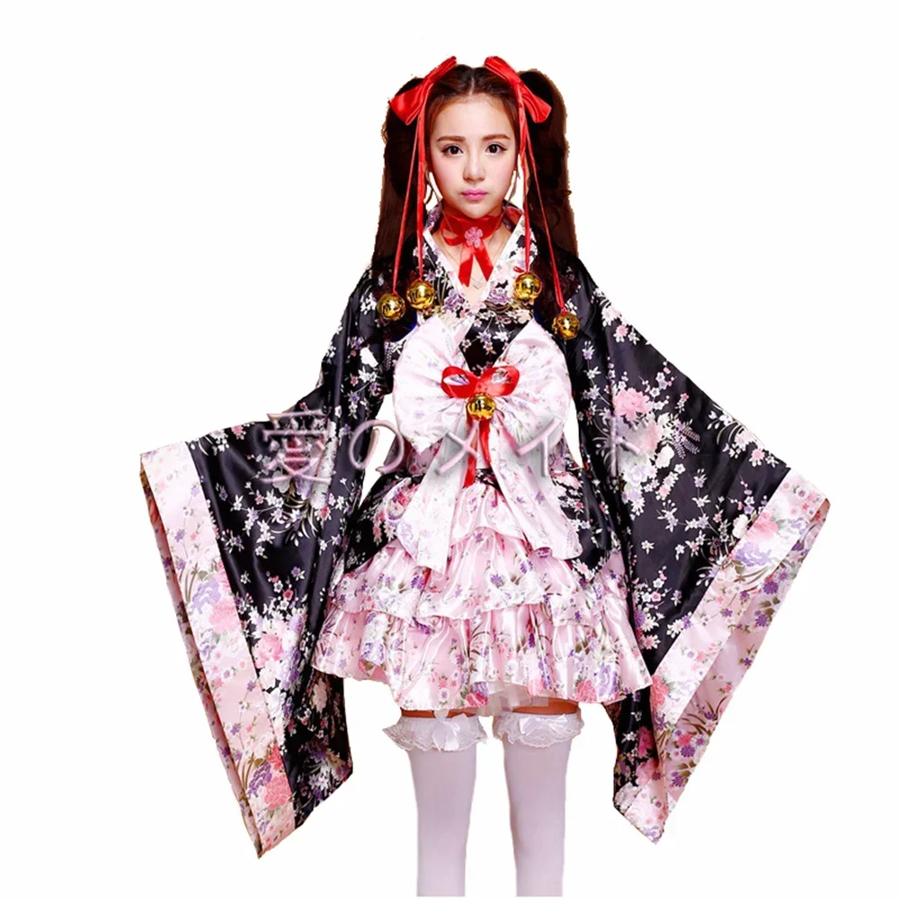 

Child Adult Sakura Kimono Cosplay Costume 6pcs Anime Woman Maid Uniform Princess Lolita Dress Halloween Party Outfit Clothes