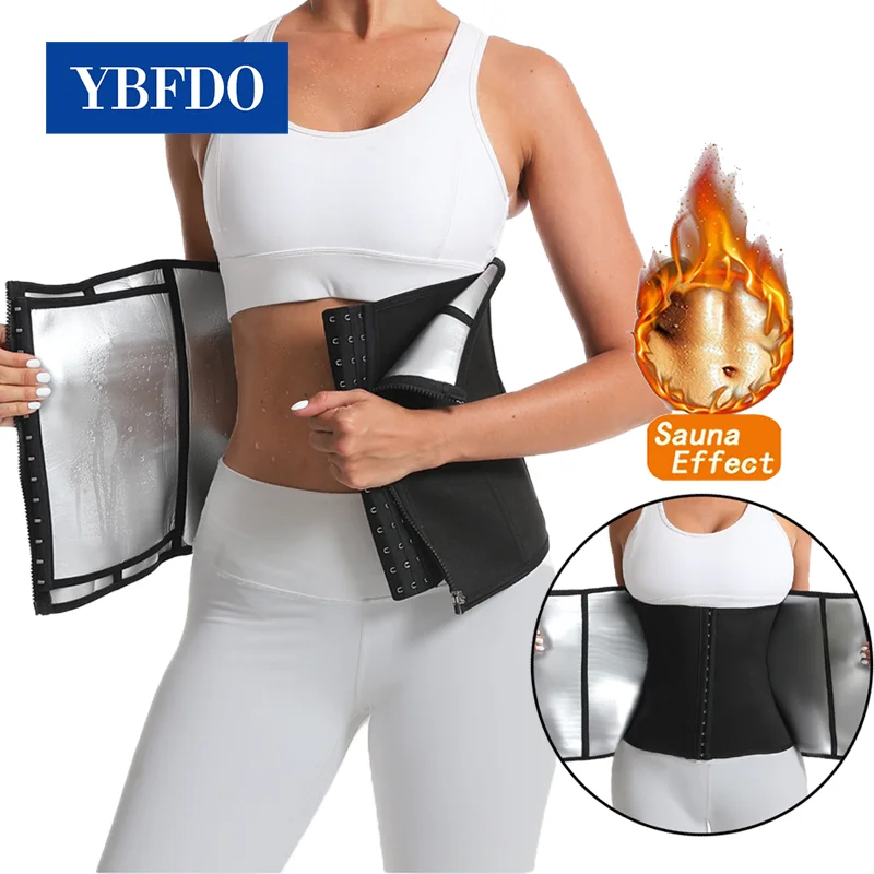 

YBFDO Sauna Sweat Belt Weight Loss Waist Trainer Body Shaper Corset Slimming Belly Sheath Women Tummy Trimmer Cincher Sports