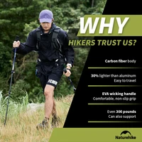 Naturehike Walking Stick First Snow EXT1 Carbon Fiber Hiking Poles 3 Section Ultra-light Telescopic Outdoor Climbing Hiking Cane 2