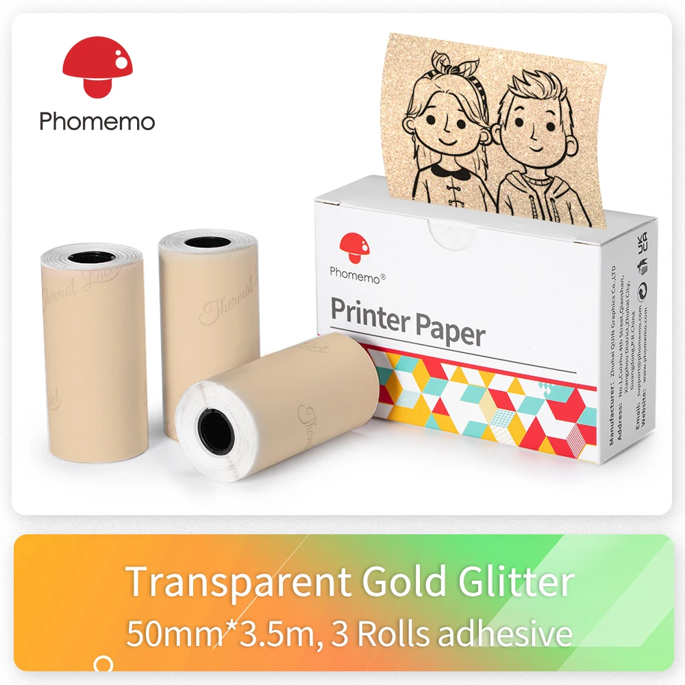 Thermal Paper Phomemo Printable Sticker Self Adhesive Photo Rolls Paper for  Phomemo M02/M02S/M02Pro Mini Portable Printer