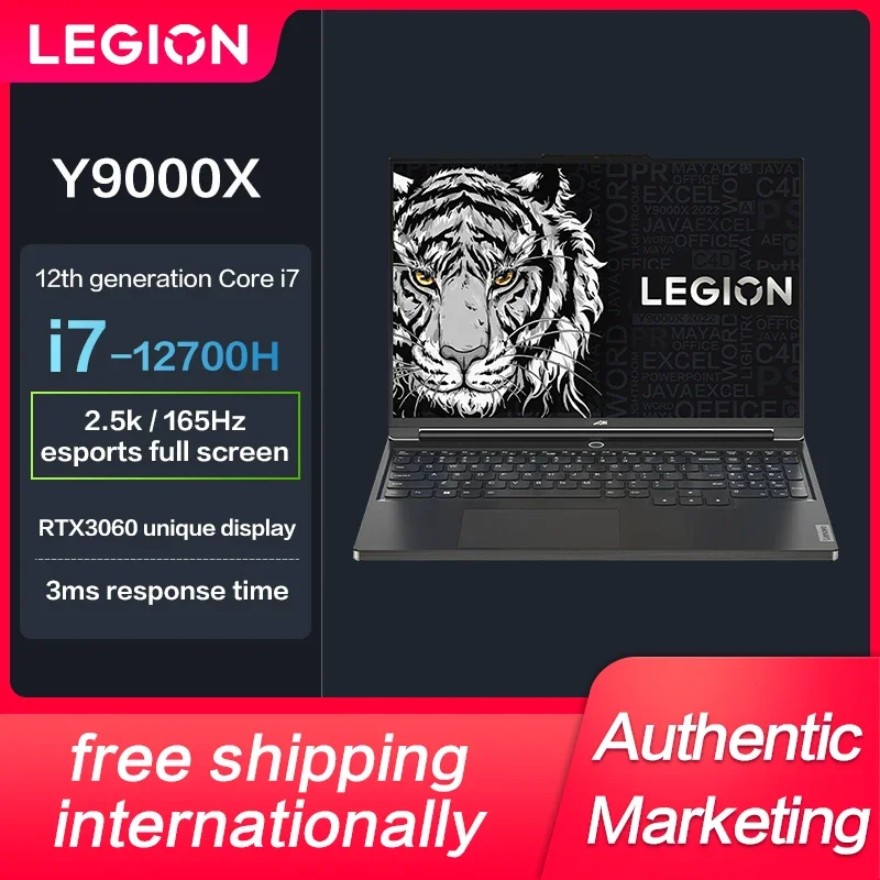 

New Lenovo Legion Y9000X 2023 E-sports Gaming Laptop 12th Intel I7-12700H RTX3060 16G+1TSSD 16Inch 165Hz 2.5K Screen Notebook