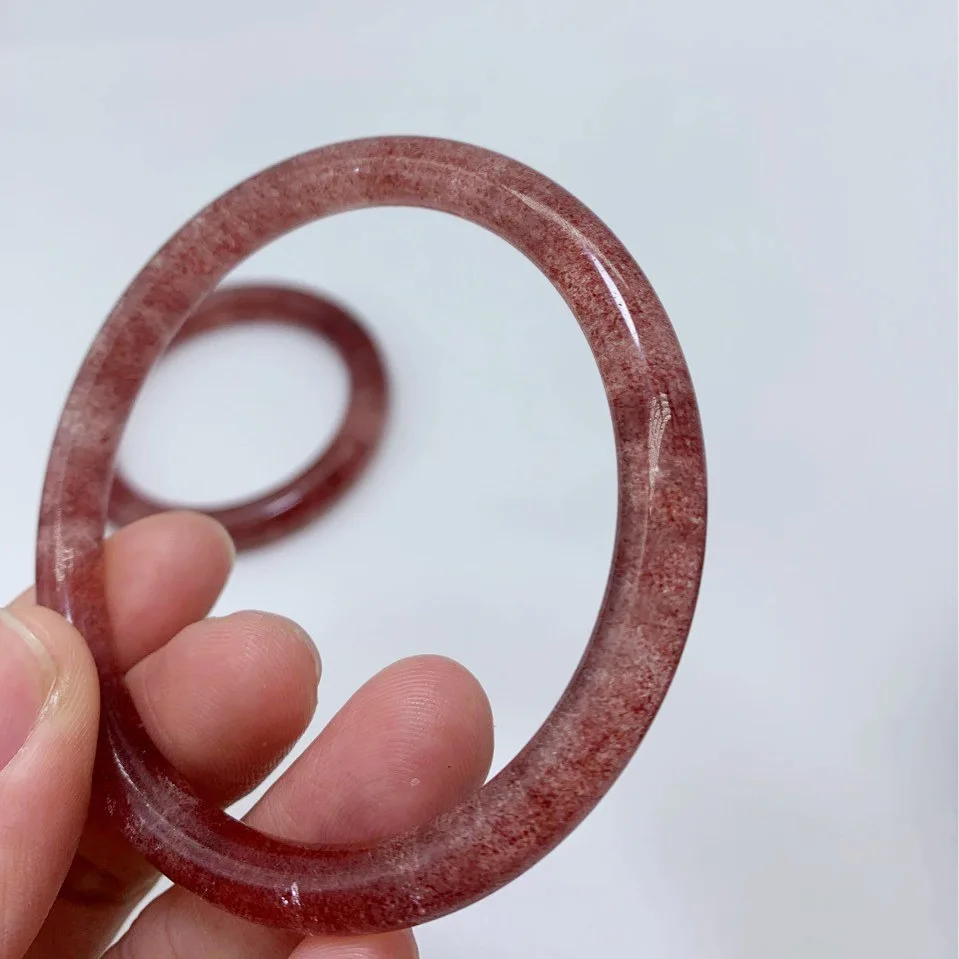 Vermelho morango cristal natural pedra manguito pulseiras