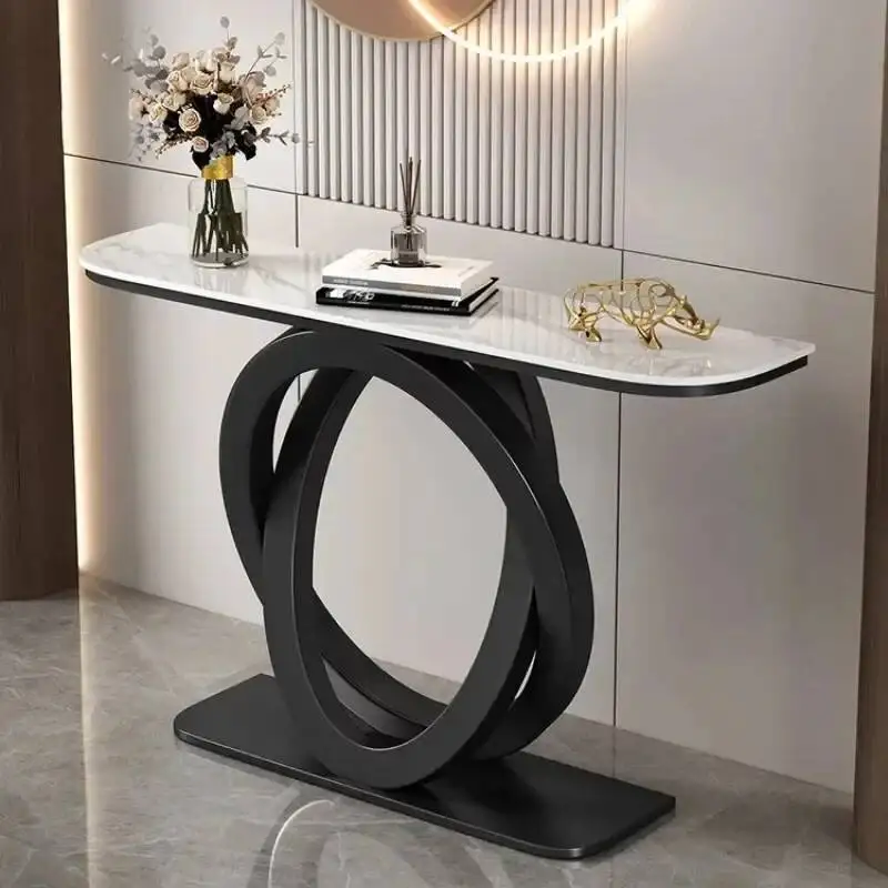 Consolle per computer tablet di lusso, tavolo da ingresso italiano semicircolare in ferro, estremità del corridoio creativo per mobili per la casa - Image 2