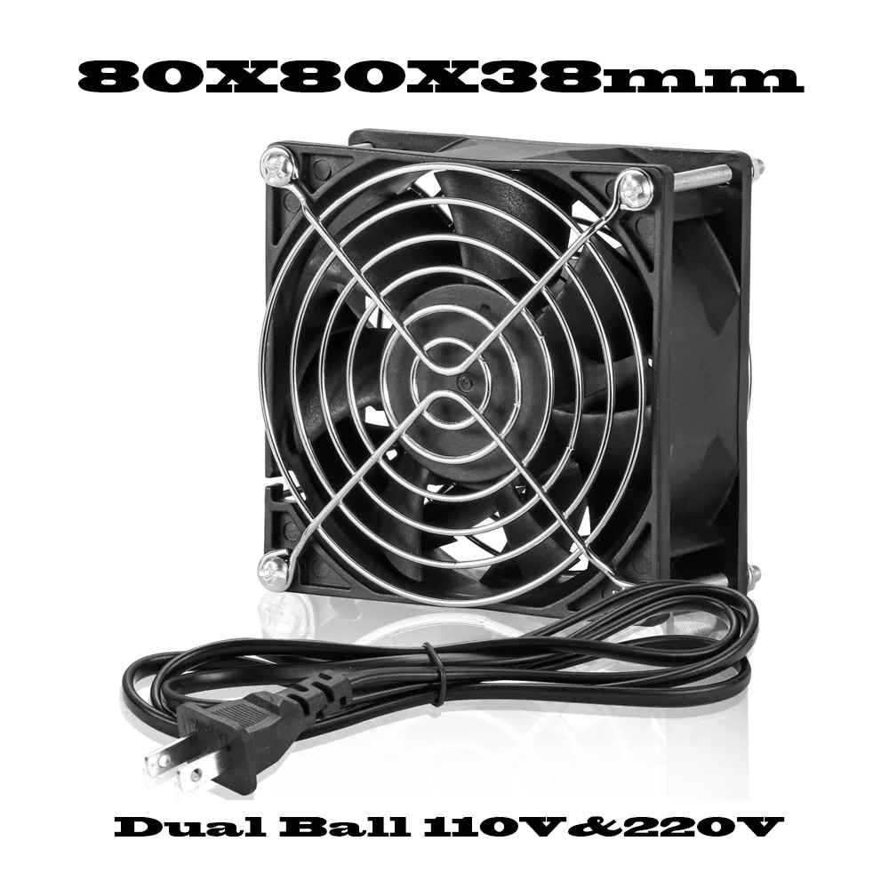 Ventilador ce ac 115v 230v 60 mm 70 mm 80 mm 92 mm 120 mm 172 mm Alta Velocidade Grande Fluxo de ar Dual Ball Ventilador Chassis Industrial com Cabo de Alimentação - Imagem 6