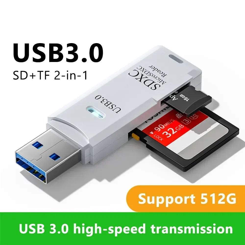 미니 USB 3.0 마이크로 SD TF 카드, 고속 멀티 카드 리더, 플래시 메모리 카드 리더, 드라이브 어댑터, 하드 디스크, 2 in 1