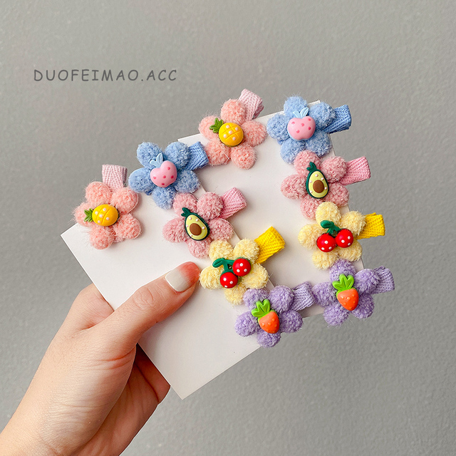 Pcs/Set Baby Girls Cute Nylon Cartoon Flower Bow Ornament Hair Clips Children Sweet Barrettes Hairpins Kids Hair Accessories
