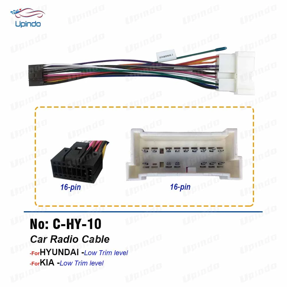 Car Radio Cable CD Player Power Wiring Harness Android Head Unit 16pin Connector for Hyundai