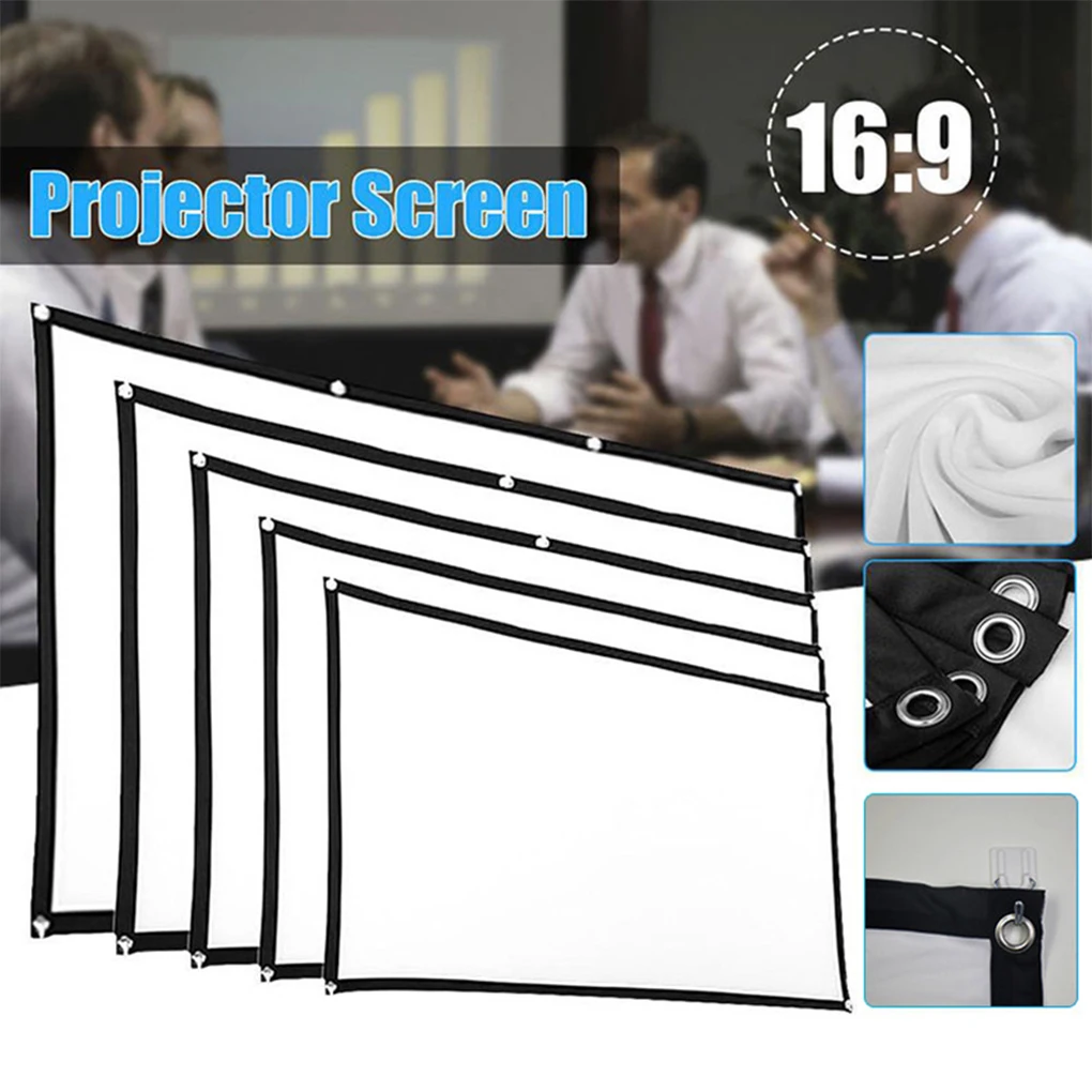 Folding Projection Screen Portable Theater HD Projector Curtain Bedroom