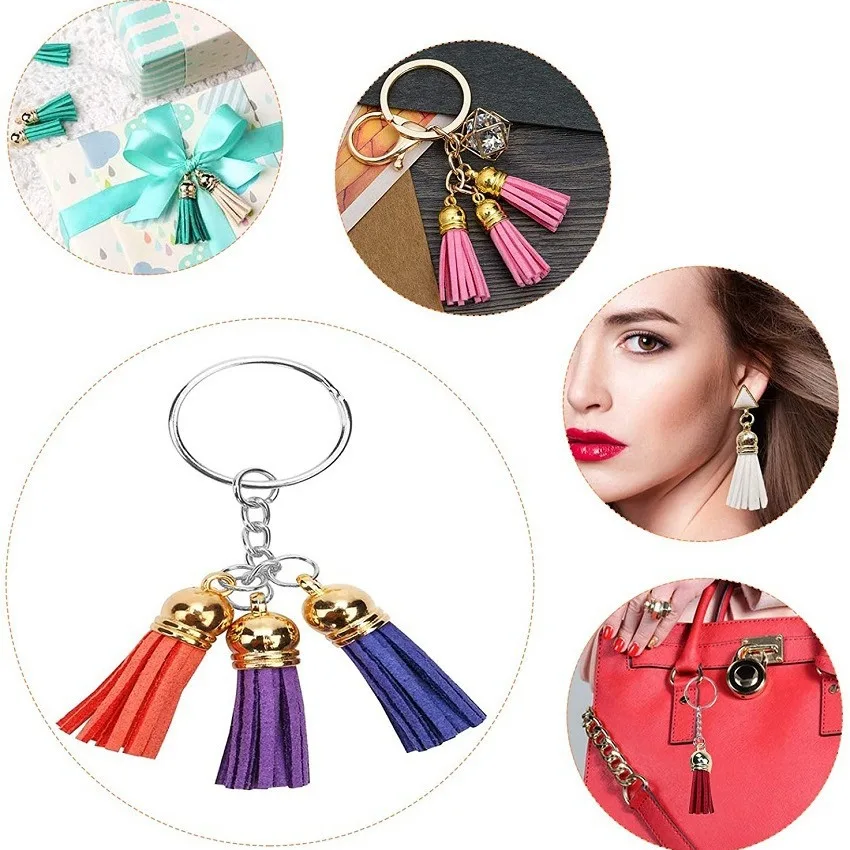 Gold Hat Mini Tassels Korean Velvet Fringed Leather Tassel Pendant DIY Crafts Handmade Jewelry Access keychain Tassel