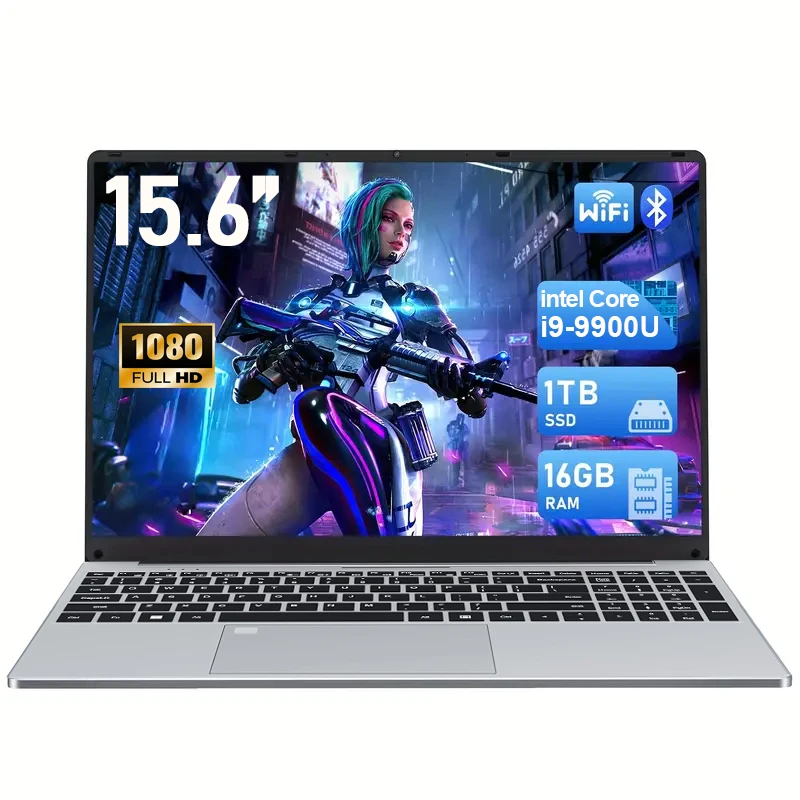 מחשב נייד נייד בגודל 15.6 אינץ' 16GB 2TB עם מעבד Intel Core i9 9900U, מערכת הפעלה Windows 11, מחשב גיימינג למחשב נייד במשרד 1920*1080 HD 4K