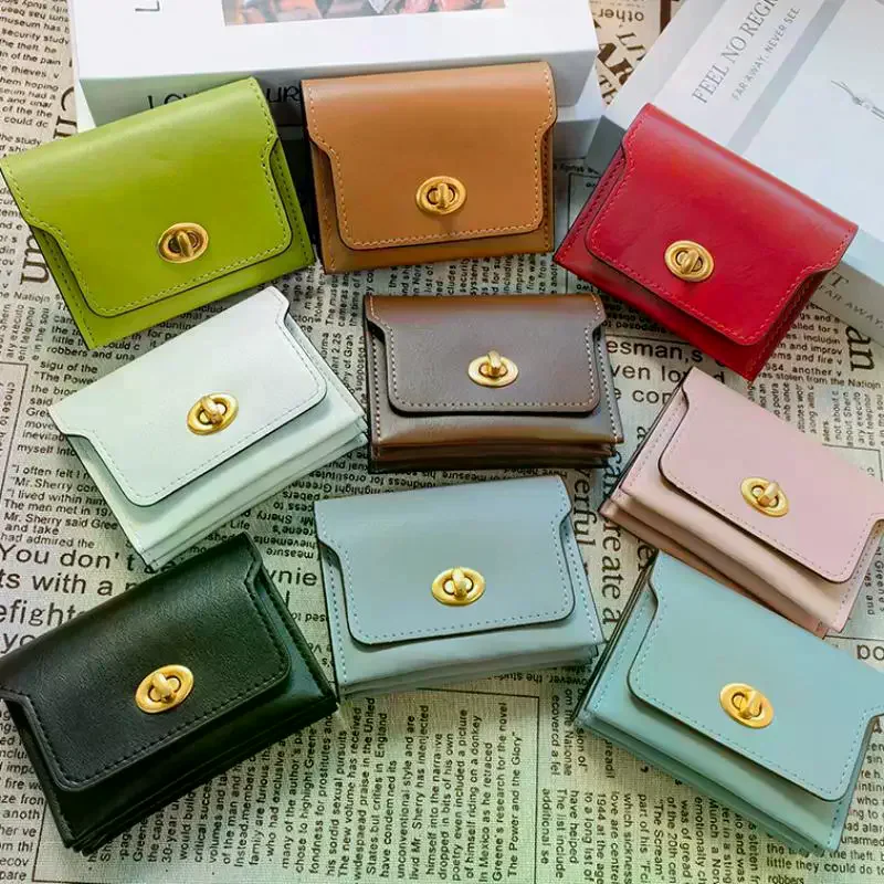 Fashion Short Hasp Wallets PU Leather Multi-card Pocket Purses For Women Portable Money Bag Small Coin Card Holders