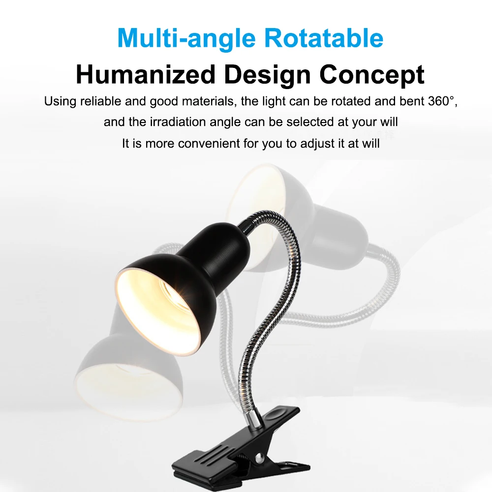 Reptile Heat Lamp Rotating Reptile Light Bracket with Clamp UVA/UVB Heating Lamp Bulb 25W/50W/75W for Turtle Lizards Snake Plant