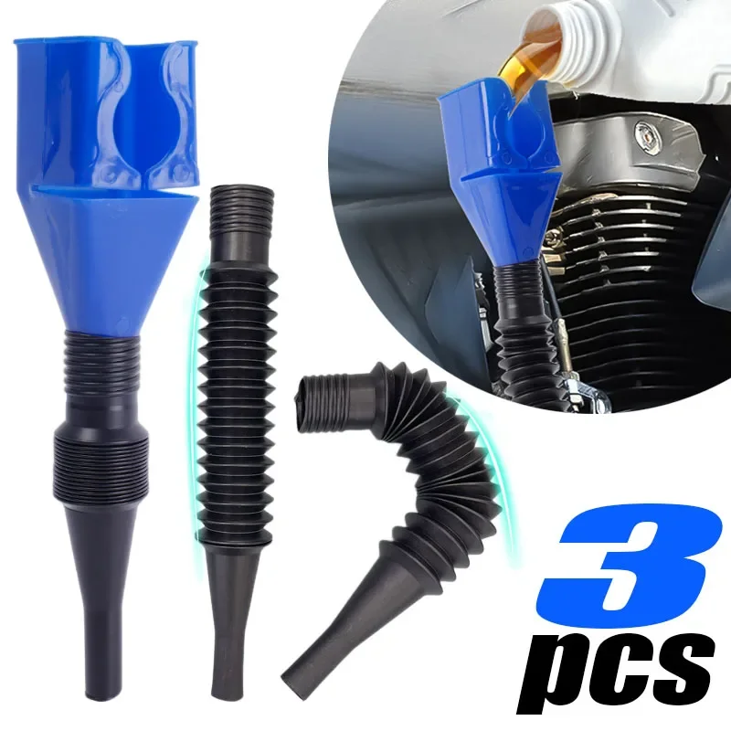 1-3PC Car Refueling Funnel Gasoline Foldable Engine Oil Funnel Tool Plastic Funnel Car Motorcycle Refueling Tool Auto Accessorie