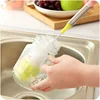 Round Head Bendable Long Handle Cup Brushes Bottle Brush Cleaning Brush Home Kitchen Gadget Random Color 2
