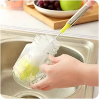 Round Head Bendable Long Handle Cup Brushes Bottle Brush Cleaning Brush Home Kitchen Gadget Random Color 2