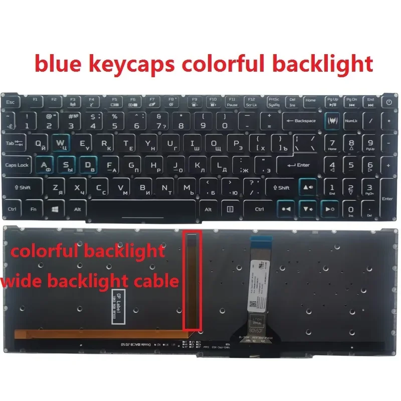 Teclado para Notebook Russo ru Compatível com Acer Nitro An51556 An515-57 An515-58 An51545 Helios 300 Ph315-54 N22c1 N20c1 Novo - Imagem 4