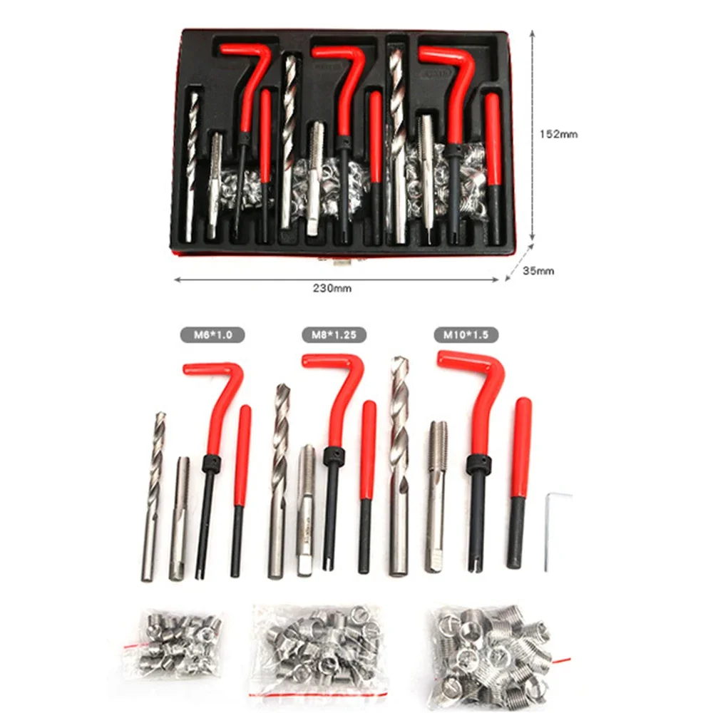 Thread Repair Kit 88pcs M3-M14 Screw Thread Inserts Set with Drill Bit for Damaged Thread Restoration Tool Helicoil Insert Kit