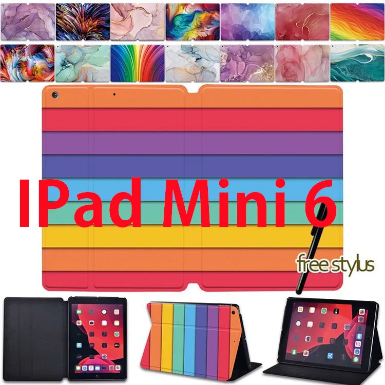 

Tablet Case for IPad Mini 6 Case 2021 IPad Mini 6th Generation 8.3 Inch Watercolor Pattern Leather Stand Protective Case