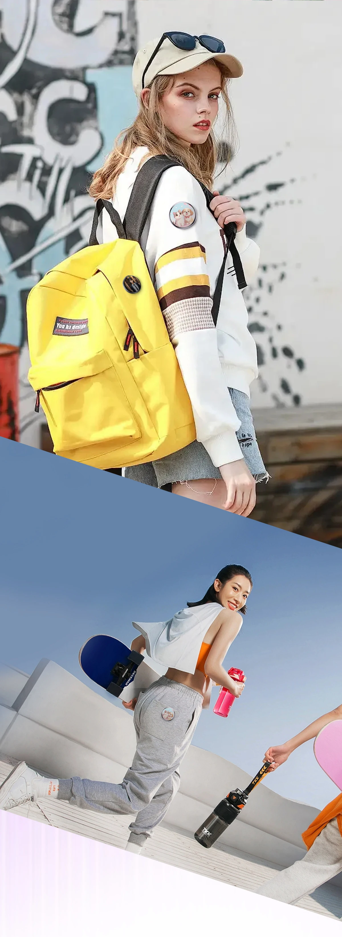 1.7인치 터치스크린 애니메이션 다이나믹 E-배지 고급 디스플레이 LED 버튼 수집용 사이버 다이나믹 선물 BT 비디오 이미지 지원