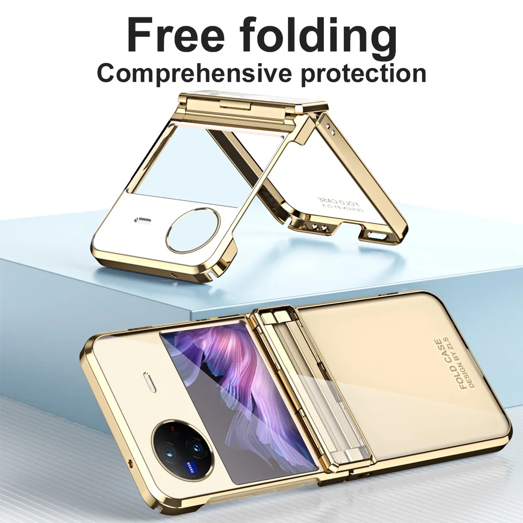 For Vivo X Flip Case Luxury Colorful Electroplated Transparent Folding Shockproof Protection Hard Back Cover Accessories