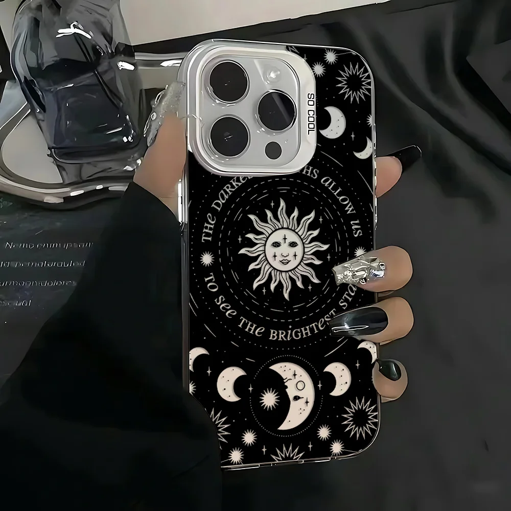 Luxury Retro Moon Sun God Matte Phone Case Cover