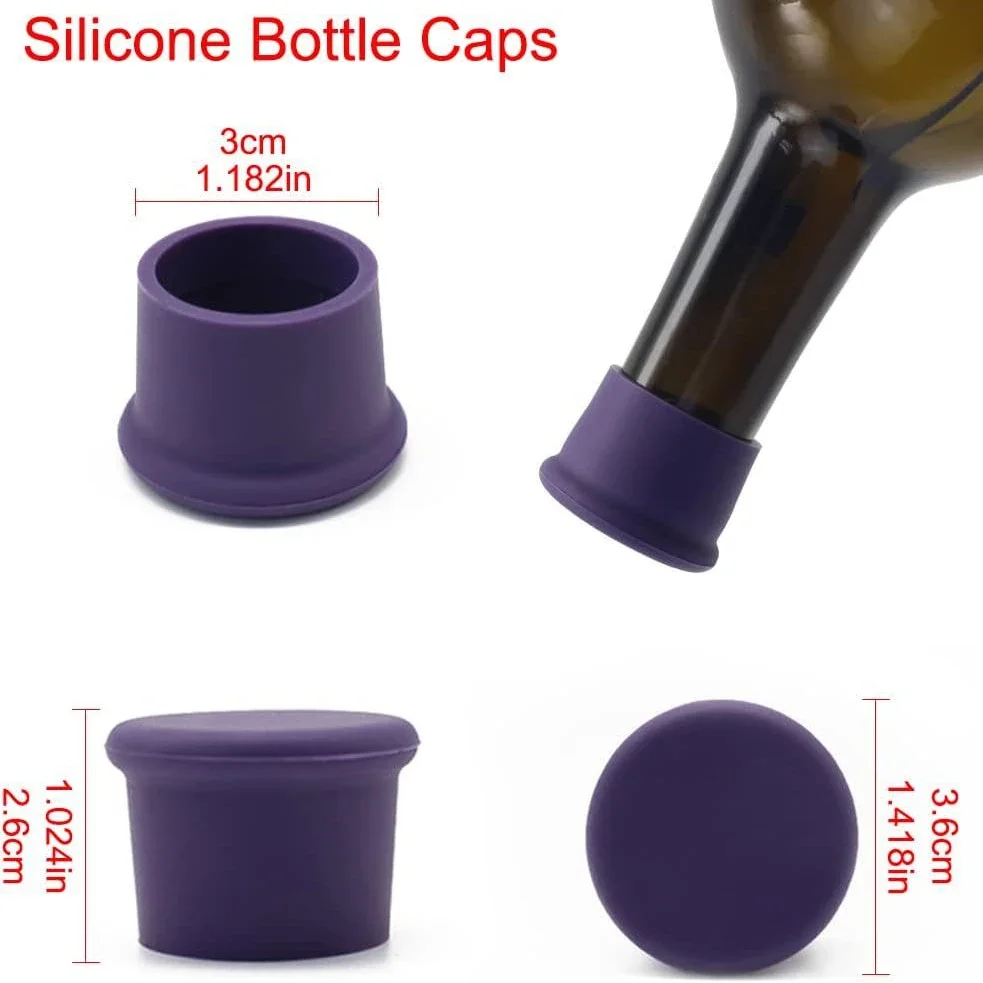 3pcs Food Grade Silicone Bottle Caps Wine Stopper Oil Vinegar Leak Proof  Stopper Red Wine Champagne Bottle Caps Barware Bar Tool - AliExpress