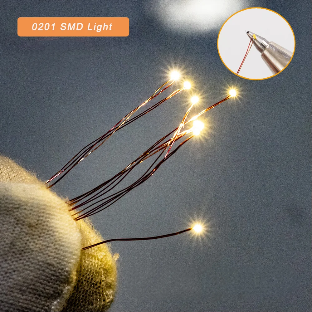 5pcs 3V 0201 SMD LED Lamp Micro LED Light Copper Wire Toys Models Pre-Soldered Micro Litz Diy Model Making for Diorama - Image 2