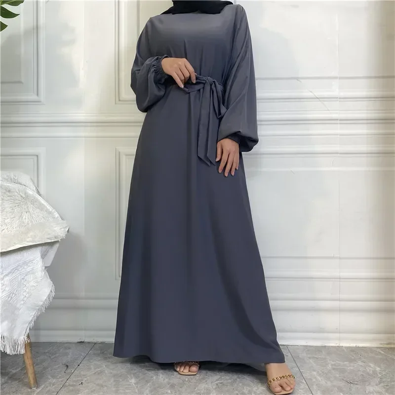 Plain Abaya Dubai Muslim Hijab Dress Elastic Sleeve Basic Closed Abayas for Women Turkey Ramadan Eid Islamic Clothes Kaftan Robe