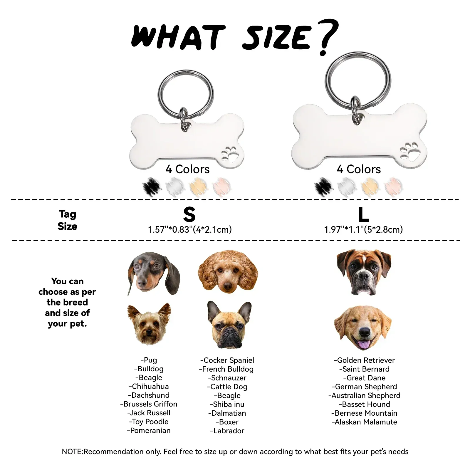 Pet Id Tags Dog Collar Tags Pet Id Medal Pendant Customized Dog Collar Tag Color Bone Pendant for Dog Medal Engraving Name Personalized Number Kitten Puppy Accessories