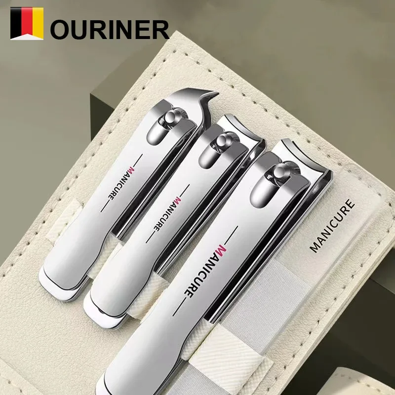 회전식 가죽 가방 포함 손톱깎이 세트, 전문 트리머, 페디큐어 케어 도구, 매니큐어 세트, 홈 케어 선물, 4 개