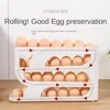 4 Layers Automatic Rolling Egg Holder Rack Fridge Egg Storage Box Container Kitchen Refrigerator Egg Dispenser Fridge Organizer 4