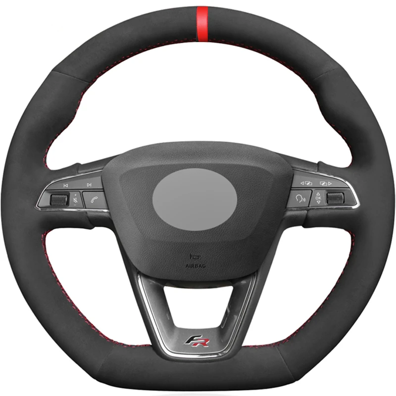 Coprivolante Per Auto In Pelle Scamosciata Nera Rossa Per Seat Leon Cupra R Leon St Cupra Leon St Cupra Ateca Cupra Ateca Fr