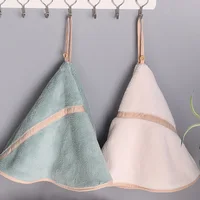 Round Cute Style Hand Towel Soft Coral Velvet Super Absorbent Handkerchief for Bath Polyester Fiber Towels with Hanging Loops 1