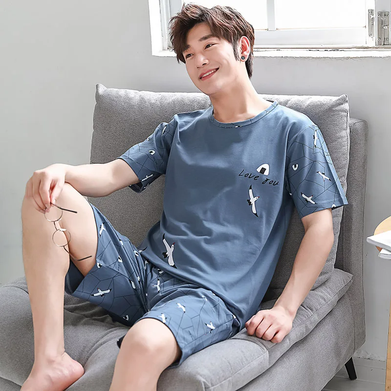 Men's Summer Pajamas Loungewear Set Short Sleeve Loose Simple Casual Plus Size Boys'