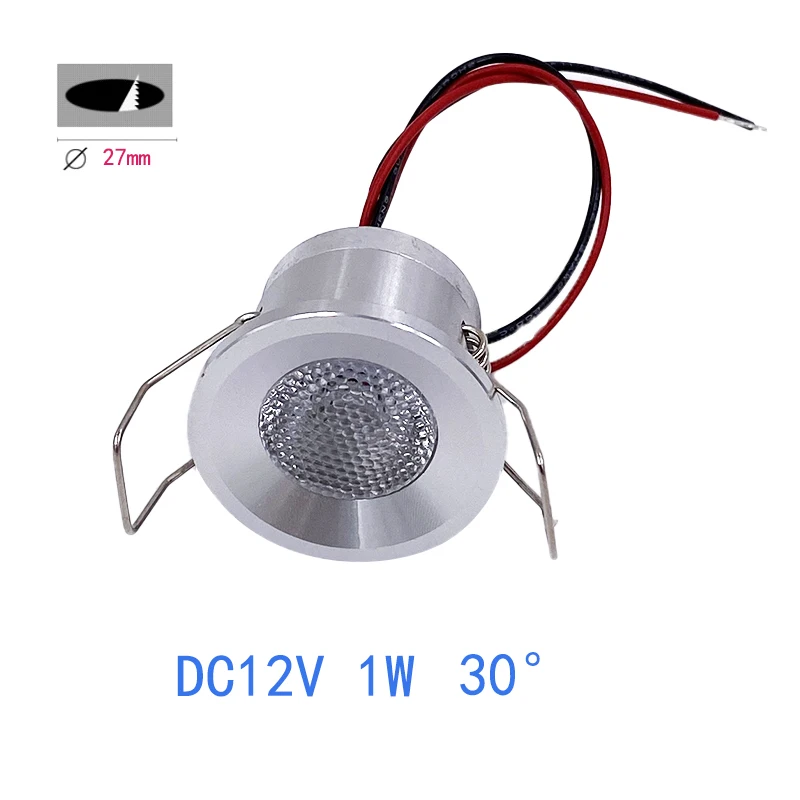 Mini Down Light LED 12V 1W Embedded Small Spotlight Ceiling Kitchen Bathroom Built-in Led Light Lamp Silver, White, Black Shell