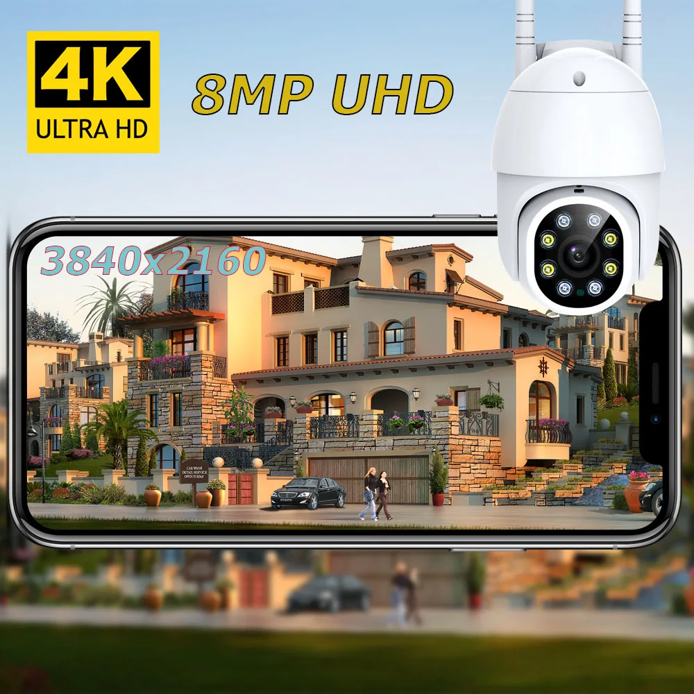 8MP Security Protection WIFI Camera Video Surveillance Outdoor PTZ 4.0X Digital Zoom Night Vision Onvif AI Auto Tracking icsee