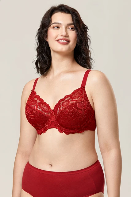 Delimira Women's Full Coverage Non-Foam Floral Lace Plus Size Underwired  Bra Fuchsia 80E price in UAE,  UAE